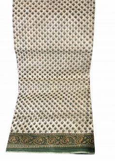 White and Green motifs cotton saree